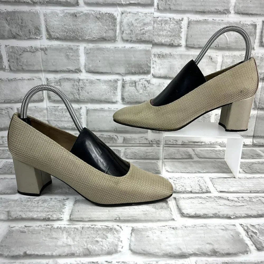 Stuart Weitzman Women’s Size 8 Square Toe Woven Pumps Vintage